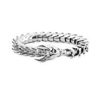 TJC Royal Bali Legacy Handmade Dragon Bracelet in 925 Sterling Silver, Balinese Dragon Head Clasp, Luxury Statement Jewellery for Men & Women, Size 7.5