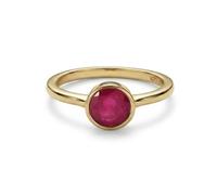 TJC Ruby Solitaire Ring for Women Engagement Ladies Rings in 14ct Yellow Gold Plated 925 Sterling Silver Size O Red Gemstone July Birthstone Metal Wt. 2.4 Grams