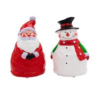 TJC Set of 2 Color-Changing Santa and Snowman Christmas Decorations - Battery-Operated LED Lights - 7 Color Transitions - Durable Plastic Holiday Decor