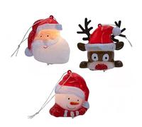 TJC Set of 3 Light Up Christmas Decorations - Santa, Snowman & Reindeer - Battery-Operated LED Ornaments - Fun Holiday Decor - Durable Plastic with Hanging String