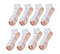 TJC Set of 4 Pairs - Copper Infused Socks Size S/M - White and Brown