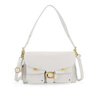 TJC Shoulder Bag for Women, Designer Inspired PU Leather Cross Body Handbag with Turnlock, Adjustable Wide Strap, Multi Compartment Casual Daily Use Ladies Bag- White