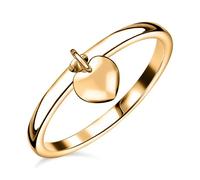 TJC Silver Heart Charm Band Ring for Women Ladies and Girls Shinny 925 Sterling Stamped High Gloss Plain Solid for Girlfriend/Wife/Mother Size W