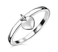 TJC Silver Heart Charm Ring Size U with 925 Sterling Stamped High Gloss Love Symbol Gift for Wife Women Ladies and Girls Girlfriend Metal Wt. 2.42 Grams