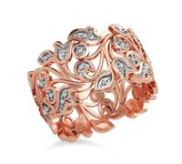 TJC Silver Leaf Vine Ring for Women 925, 18K Rose Gold Vermeil, Size P