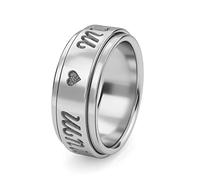 TJC Silver Mum Love Band Ring for Women Ladies and Girls Shinny 925 Sterling Stamped High Gloss Plain Solid Size S