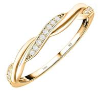 TJC Silver Rings for Women 925 Sterling Silver CZ Twisted Crossover Ring, Entwined Promise Wedding Band Engagement Ring with Simulated Diamond, Yellow Gold Vermeil Ladies Jewellery Gift Size I