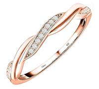 TJC Silver Rings for Women 925 Sterling Silver CZ Twisted Crossover Ring, Entwined Promise Wedding Band Engagement Ring with Simulated Diamond, Rose Gold Vermeil Ladies Jewellery Gift Size J