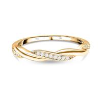 TJC Silver Rings for Women 925 Sterling Silver CZ Twisted Crossover Ring, Entwined Promise Wedding Band Engagement Ring with Simulated Diamond, Yellow Gold Vermeil Ladies Jewellery Gift Size L