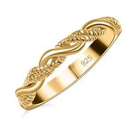 TJC Silver Twisted Rope Ring for Women 925, 18K Yellow Gold Vermeil, Size K