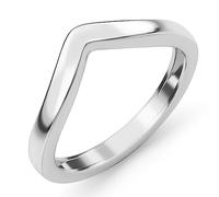 TJC Silver Wishbone Ring for Women, 2mm Thick Band Ring with Platinum Plating, Ladies Silver Rings, Promise Rings for Women - Sizes J