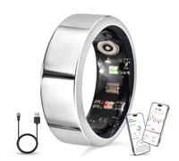 TJC Soul Smart V1 Smart Ring - Heart Rate, SpO2, Sleep & Fitness Tracker, Bluetooth 5.1, Magnetic Charging, IP68 Waterproof Smart Band Ring for Men & Women - Size Q