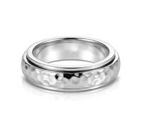 TJC Speedy Anxiety Fidget Spinner Ring 925 Sterling Silver Hammered Size L