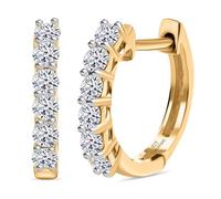 TJC Sterling Silver Earrings for Women, Lab Grown Diamond Hoops, Gift Boxed | Luxuriant SI/G-H Lab Grown Diamond Hoops, 925 Silver & 18K Gold Vermeil, 0.25ct or 0.50ct, Huggie or Clasp, Gift for her