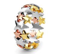TJC Sterling Silver Star Band Ring for Women 925 Silver Rings for Her Anniversary Promise Rings for Ladies in Platinum, Yellow Gold and Rose Gold Plated Jewellery with Gift Box