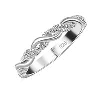 TJC Sterling Silver Twisted Rope Ring for Women, Platinum Plated, Size N