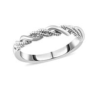 TJC Sterling Silver Twisted Rope Ring for Women, Platinum Plated, Size S
