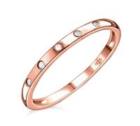 TJC White Diamond Band Ring for Women Size O with Flush Setting in Rose gold Plated 925 Sterling Silver April Birthstone Metal Wt. 1.4 Grams