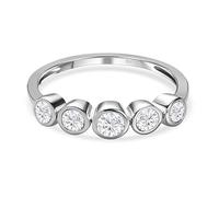 TJC White Diamond Band Ring for Women Size T with Bezel Setting in 9ct White Gold SGL Certified April Birthstone Metal Wt. 2.25 Grams