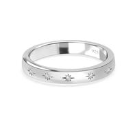 TJC White Diamond Band Ring In Platinum Plated 925 Sterling Silver for Women Size P Flush Setting April Birthstone, Petite