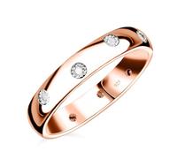 TJC White Diamond Band Ring In Rose Gold Plated 925 Sterling Silver for Women Size W Flush Setting April Birthstone