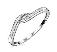 TJC White Diamond Bypass Ring for Women Size J Promise Friendship Band in Platinum Plated 925 Sterling Silver April Birthstone