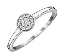 TJC White Diamond Cluster Ring for Women in Platinum Plated 925 Sterling Silver Size R April Birthstone