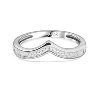 TJC White Diamond G-H Wishbone Ring for Women Size W with Channel Setting in 9ct White Gold April Birthstone Metal Wt. 1.35 Grams