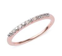 TJC White Diamond Half Eternity Ring for Women Size J for Wife Girlfriend in Rose Gold Plated 925 Sterling Silver April Birthstone