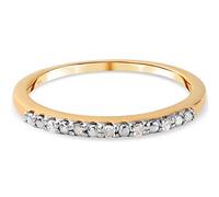 TJC White Diamond Half Eternity Ring Size O for Wife Women Ladies and Girls Girlfriend in 14ct Gold Plated 925 Sterling Silver April Birthstone