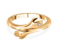 TJC White Diamond Hand Bypass Hug Ring for Womens in Yellow Gold Plated 925 Sterling Silver Size N April Birthstone