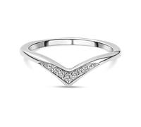 TJC White Diamond Wishbone Ring for Women Size U with Prongs Setting in Platinum Plated 925 Sterling Silver April Birthstone Metal Wt. 2 Grams