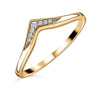 TJC White Diamond Wishbone Ring for Women Size U with Prongs Setting in Yellow Gold Plated 925 Sterling Silver April Birthstone Metal Wt. 1.9 Grams