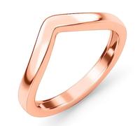 TJC Wishbone Ring for Women 925 Sterling Silver 2mm V Shape Stackable Ring, Promise Wedding Band Ring with 18K Vermeil Rose Gold Plating, Ladies Jewellery Gift Ring Size L