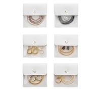 TJCGCKK Clear Travel Jewelry Storage Organizer Bag PU Leather Jewelry Packaging Bag with Snap Button Small Bracelet travel Case for Women Earrings Necklaces Ring 6PCS