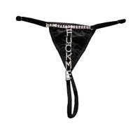 TJCGCKK Rhinestone G-string Underwear Thong Panties for Women Girls Bling Crystal FUCKME Letters Belly Waist Chain Underpants Rave Bikini G String Thong Body Jewelry (Black Silver)