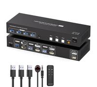 TJCXELE 4K60Hz HDMI Displayport KVM Switch 2 Monitors 3 Computers USB3.0 KVM Switches Dual Monitors for Triple computers sharing 2 monitors and 4 USB Devices with 3 USB Cables&Remote Controls Black