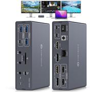 TJCXELE Displaylink Docking Station 3 Monitors HDMI DP,19-in-1 USB C Laptop Docking Station Triple Display 4K 60Hz with PD100W,10Gbps USBC/A Ethernet/Card Readers/Audio for M1 M2 M3 M4/Mac & Windows