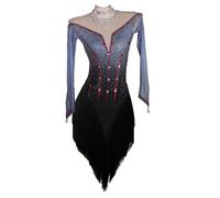 TJDWPRRD Ballroom Competition Dancewear Latin Performance Costume with Rhinestones High Collar Tango Salsa Dance Dresses,A,XXL