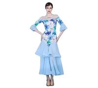 TJDWPRRD Ballroom Competition Dancewear Waltz Tango Performance Dancing Clothing Printed Flamenco Foxtrot Dance Outfit,B,XXL