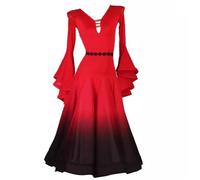 TJDWPRRD Ballroom Dance Competition Dresses Elastic Waltz Tango Dancing Clothing Gradient Salsa Flamenco Performance Skirt,D,XL