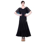 TJDWPRRD Ballroom Dance Costumes Waltz Foxtrot Dance Clothing Breathable Flamenco Performance Dancing Dresses,Black,S