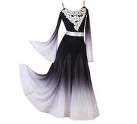 TJDWPRRD Ballroom Dance Dresses for Women Gradient Waltz Tango Performance Dancewear Strapless Flamenco Foxtrot Costumes,D,S