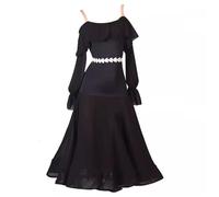 TJDWPRRD Ballroom Dance Dresses for Women Off The shoulder Waltz Tango Dance Outfit Standard Smooth Competition Dance Skirt,Black,XXL