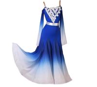 TJDWPRRD Ballroom Dance Dresses for Women Tango Waltz Competition Performance Costume Gradient Flamenco Dancing Clothes,D,S
