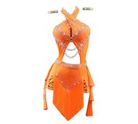 TJDWPRRD Fringe Latin Dance Dresses Straps Cha Cha Competition Dancewear Bare Back Ballroom Salsa Dancing Clothing,B,S