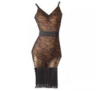 TJDWPRRD Fringe Latin Dance Performance Dresses for Women Cha Cha Tango Practice Costume Suspenders Skirt for Rumba Samba,A,M