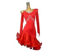 TJDWPRRD Latin Dance Competition Dresses for Women Ballroom Dance Outfit Long Sleeve Tango Cha Cha Performance Dancewear,C,M