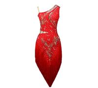TJDWPRRD Latin Dance Competition Dresses for Women Ballroom Performance Dancewear Tassel Cha Cha Tango Dance Clothing,Red,M