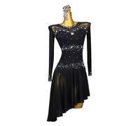 TJDWPRRD Latin Dance Performance Dresses Backless Training Skirt for Rumba Samba Smooth Cha Cha Salsa Dancing outfit,A,M